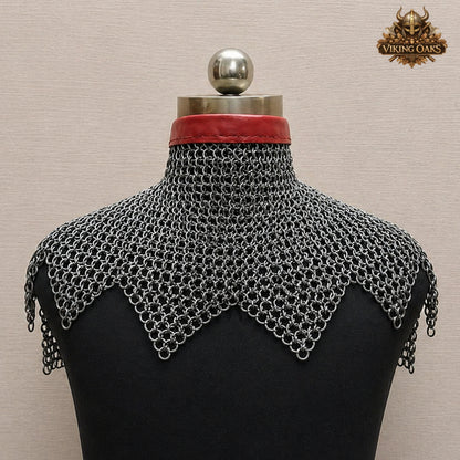 6mm Flat Riveted Chainmail Collar – Medieval Steel Gorget for LARP, Reenactment & Neck Protection