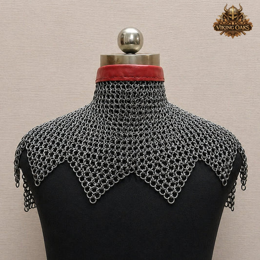 6mm Flat Riveted Chainmail Collar – Medieval Steel Gorget for LARP, Reenactment & Neck Protection