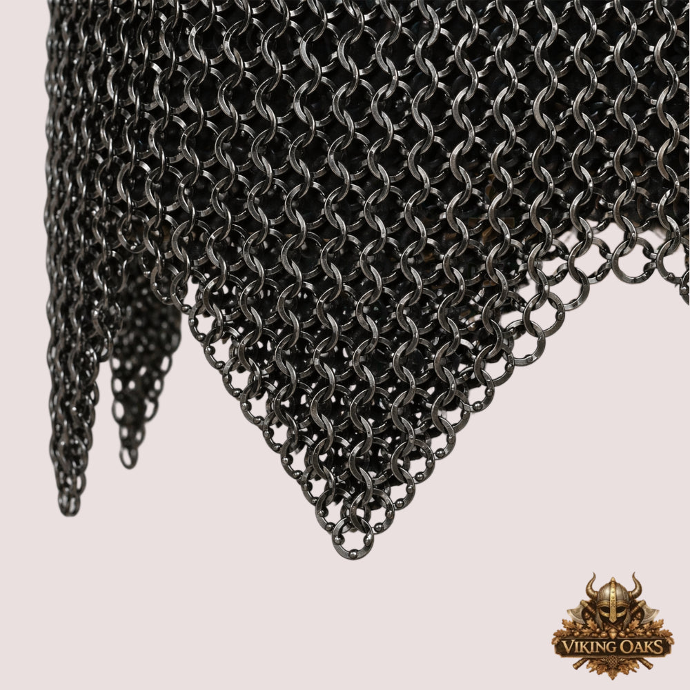 Chainmail Voider Gambeson with Skirt – 9MM Flat Ring Riveted Washer Armor for Medieval & LARP Events