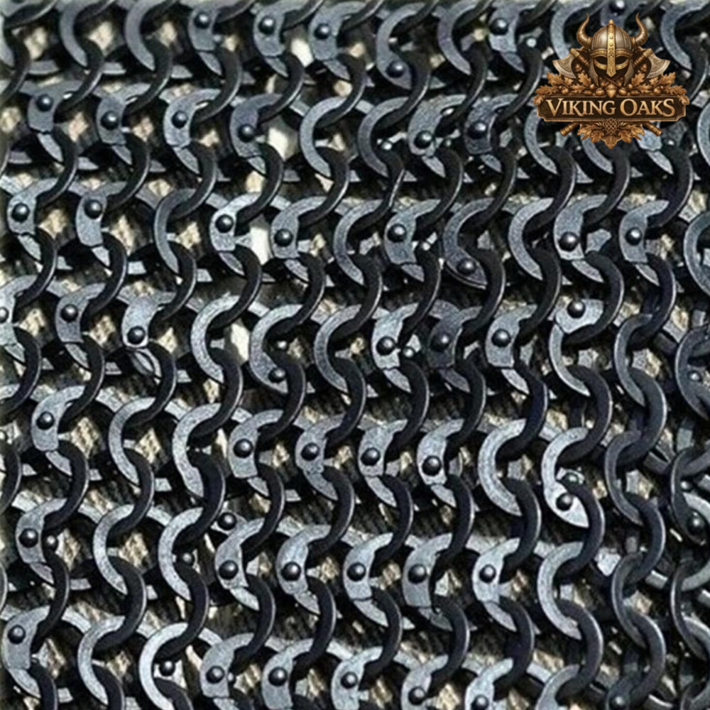 9MM Mild Steel Chainmail Coif Flat Ring Riveted Medieval Hood Armor