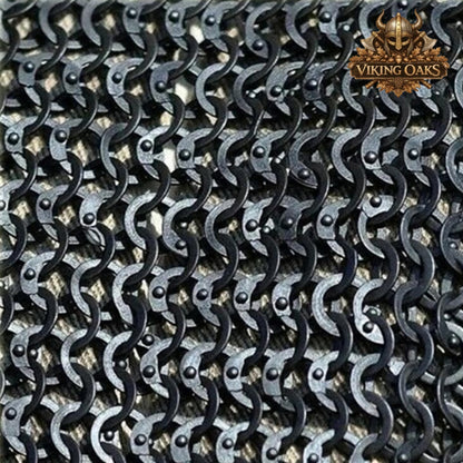 9MM Mild Steel Chainmail Coif Flat Ring Riveted Medieval Hood Armor