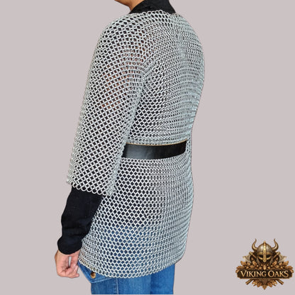 Aluminum Butted Chainmail Hauberk Half Sleeve Round Ring Medieval Shirt for LARP Cosplay Reenactment