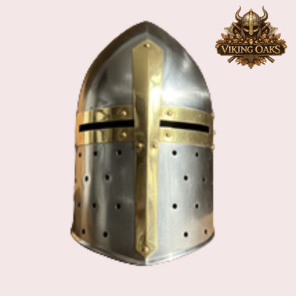 Sugarloaf Helmet Combo Set Silver & Black Medieval Knight Helmets
