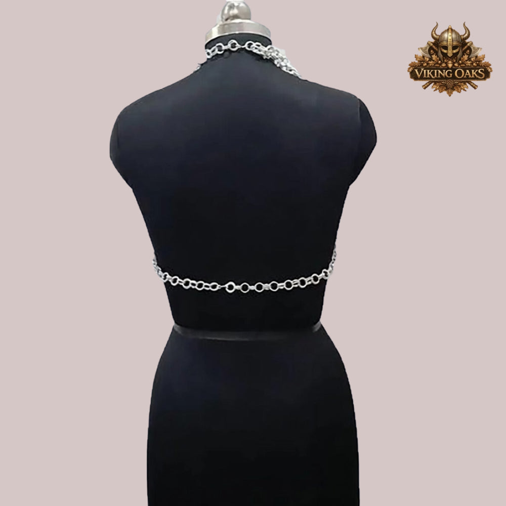Aluminum Chainmail Halter Top – 10MM Butted Ring Costume for Cosplay, Renaissance Faire & Halloween Costume