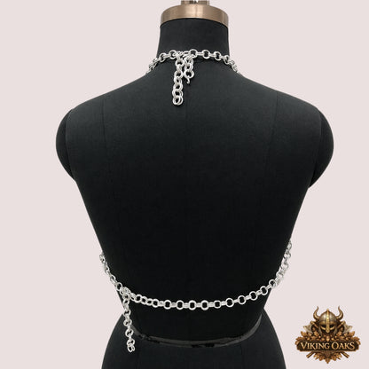 Aluminum Chainmail Bra Top – Butted Ring Design, Fancy Stylish Bikini Bra for Halloween Events