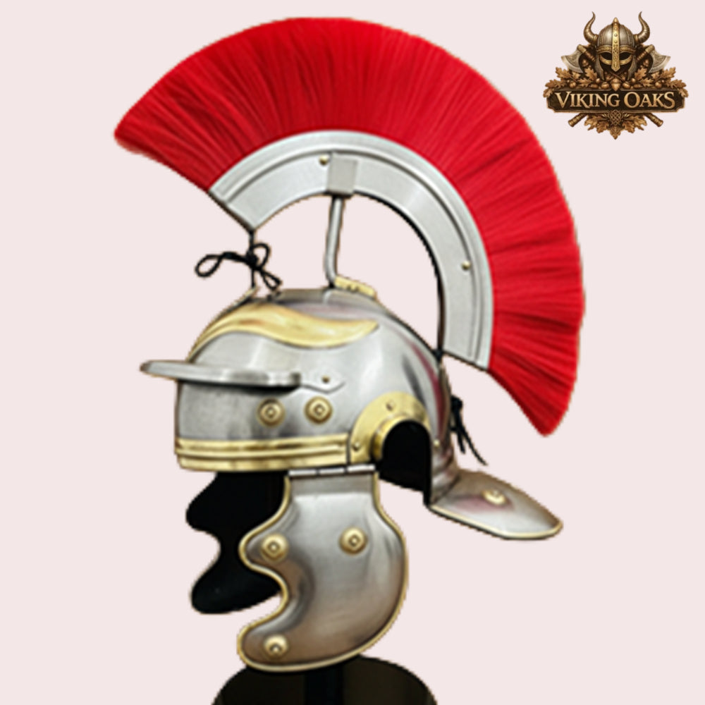 Roman Armor Set Brass Lorica Segmentata with Helmet & Red Crest