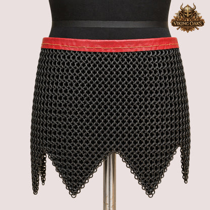 Stainless Steel Chainmail Skirt – 9mm Flat Ring Riveted Medieval Armor Costume