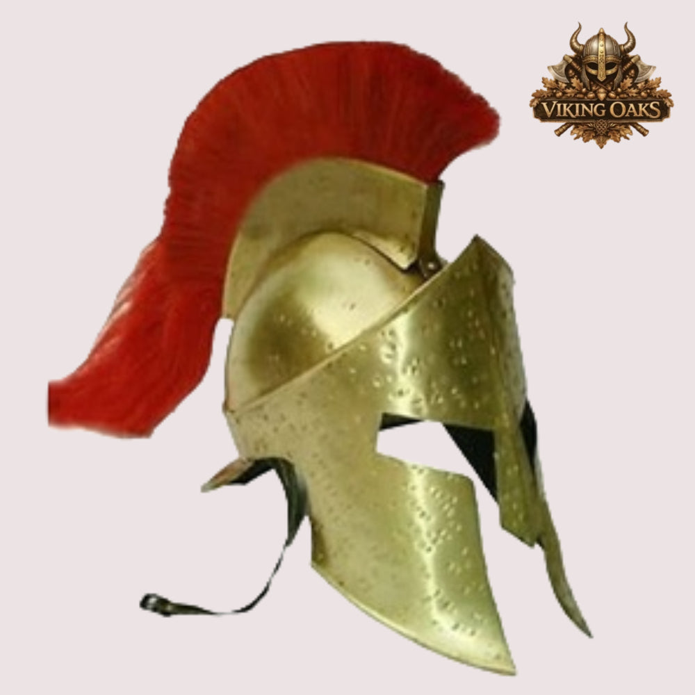 Brass Antique Spartan Warrior Helmet – 300 Movie Replica with Display Stand