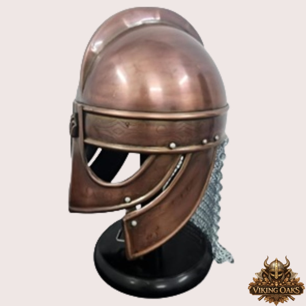Medieval Viking Wolf Armor Helmet Copper Finish Full Wearable Metal Knight Helmet for Roleplay Cosplay Halloween Party Movie Prop