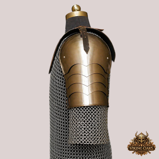 Knight Gorget & Pauldron Set – 18 Gauge Steel Shoulder Armor for LARP & Cosplay