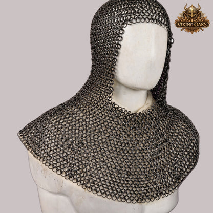8MM Flat Ring Riveted Chainmail Half Hauberk Medieval Armor Shirt for Halloween Costume