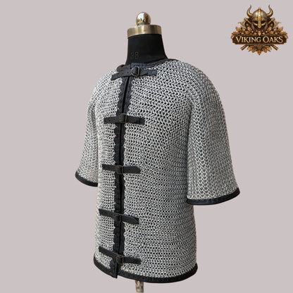 10MM Aluminum Chainmail Haubergeon – 16 Gauge Flat Riveted Rings Medieval Armor Shirt for Events
