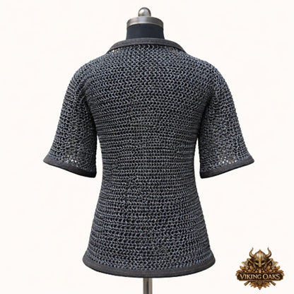 Dark Gray Aluminum Chainmail Shirt, 10mm Flat Ring Medieval Hauberk, Lightweight Armor for LARP, Cosplay & Reenactment