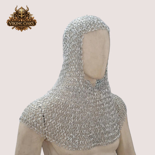 Aluminum Chainmail Coif Ren Faire LARP Viking Costume Halloween Hood