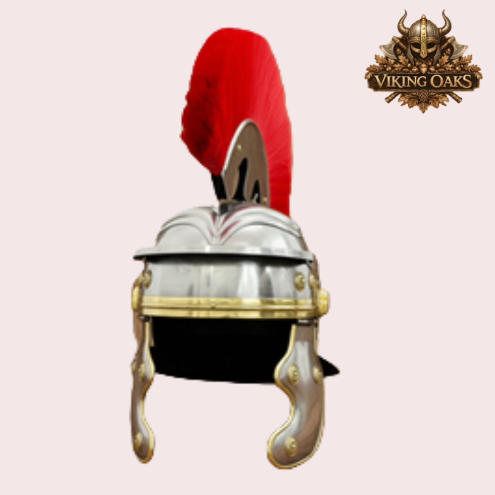 Roman Armor Set Brass Lorica Segmentata with Helmet and Red Crest