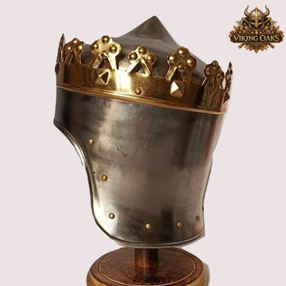 Medieval King Arthur Helmet – Richard Lionheart Crown Replica with  Wooden Display Stand