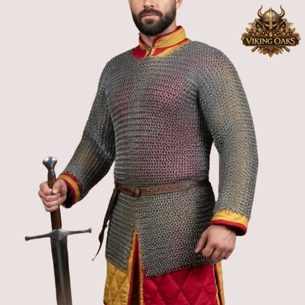 9MM Aluminum Chainmail Hauberk Medieval Costume Armor Flat Ring with Solid Rings