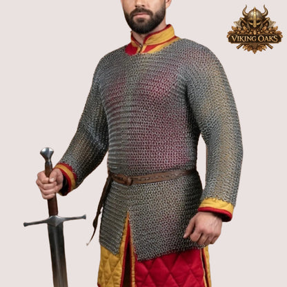 9MM Aluminum Chainmail Hauberk Medieval Costume Armor Flat Ring with Solid Rings