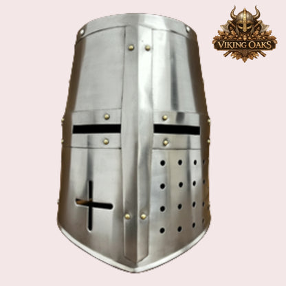 Medieval Crusader Helmet Set Silver Knight Armour Templar Steel Helmets