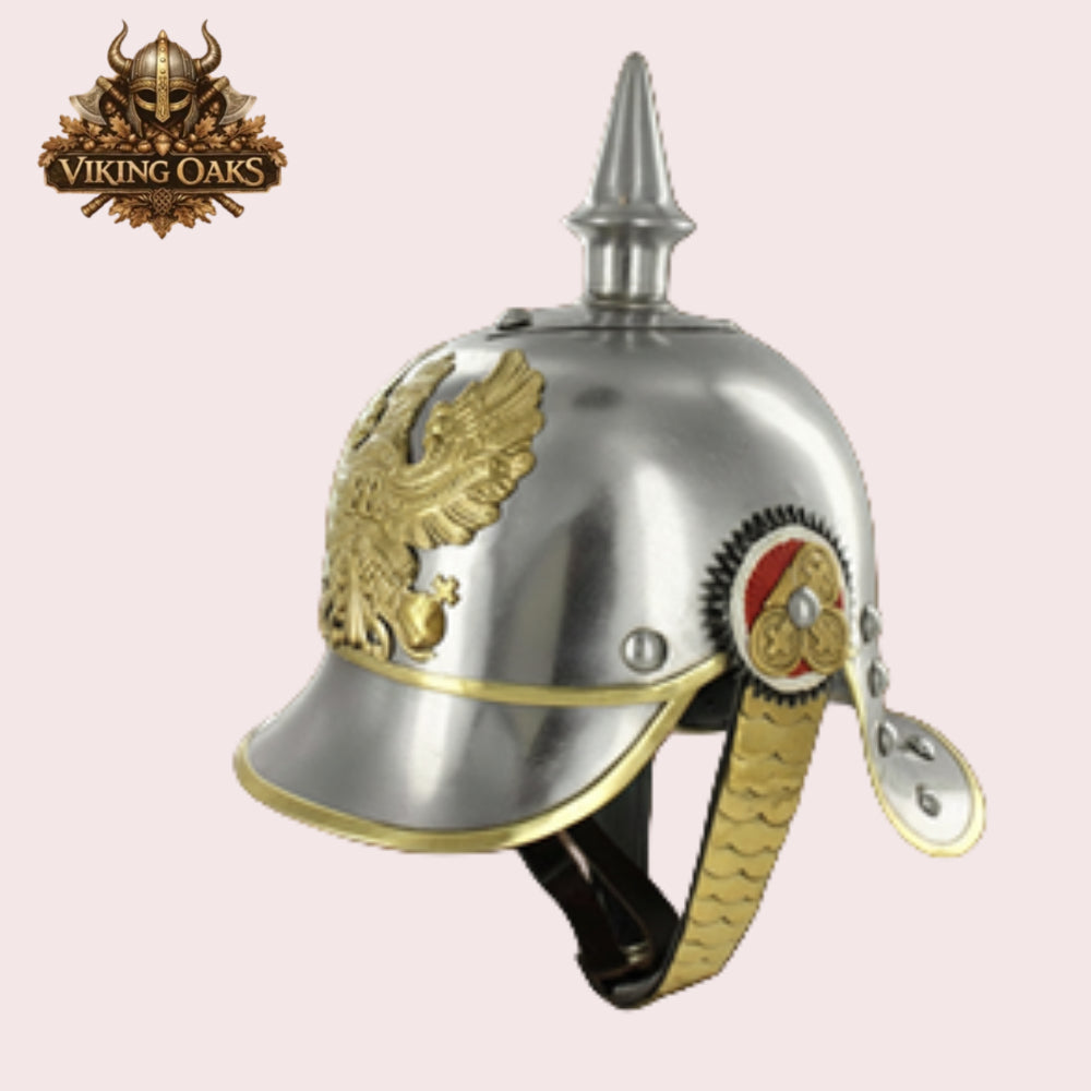 German Pickelhaube Helmet Set Black & Silver Imperial Spike Helmets