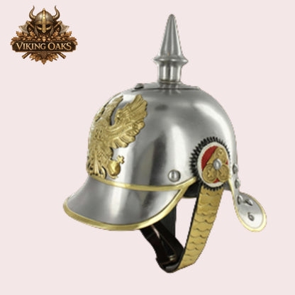 German Pickelhaube Helmet Set Black & Silver Imperial Spike Helmets