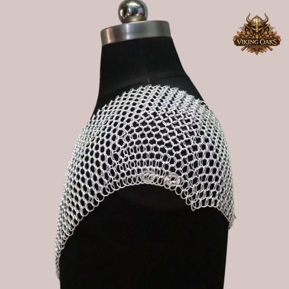 Butted Chainmail Collar – 10mm 16 Gauge Anodized Aluminum Neck Armor, Fantasy Cosplay Costume for Halloween Events