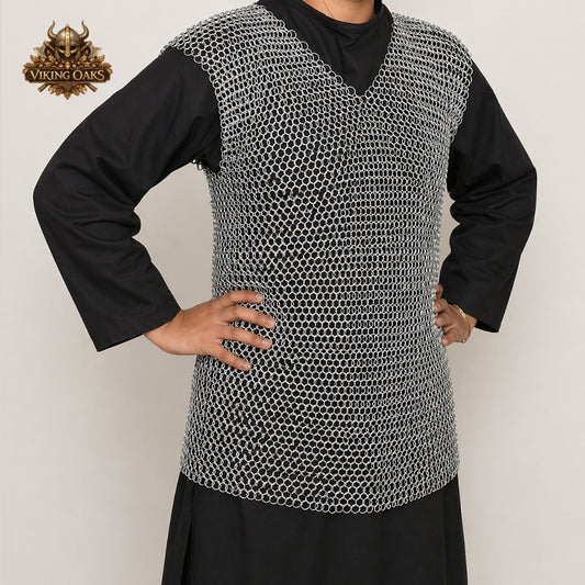 Aluminum Butted Chainmail Haubergeon Vest – 10MM Round Ring 16 Gauge Medieval Armor Gift for Father's Day