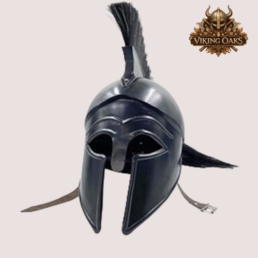 Corinthian Helmet – Ancient Greek Warrior Armor with Wooden Display Stand for Décor & Cosplay