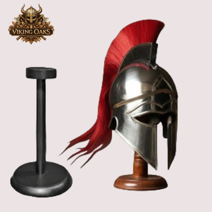 New Corinthian Warrior Helmet – Medieval Greek Armor Helmet with Wooden Display Stand