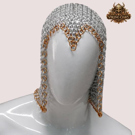 Aluminum Butted Chainmail Coif – 10MM Ring Medieval Hood for Ren Faire, LARP & Costume Events