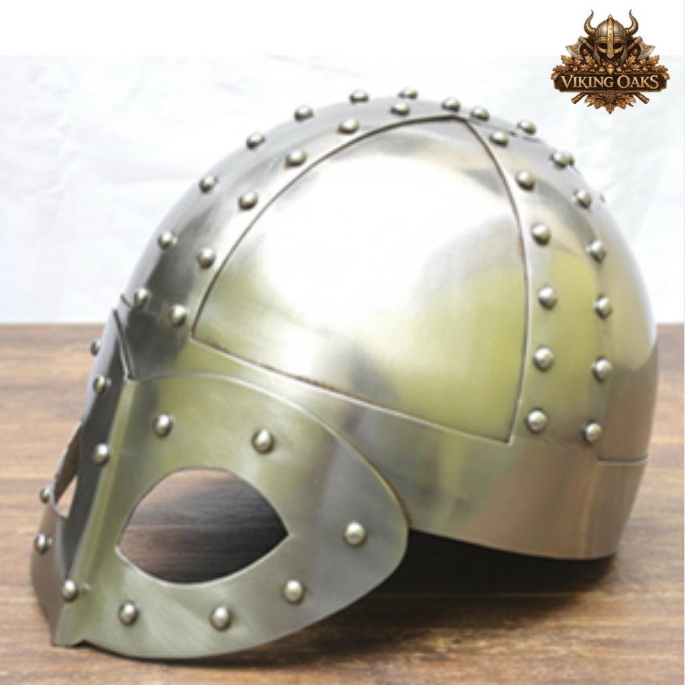 Viking Gjermundbu Helmet with Wooden Stand | Warrior Costume LARP SCA Armour