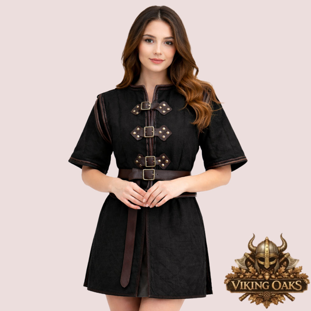 Women’s Quilted Gambeson Top – Medieval Armor Tunic for LARP & Cosplay