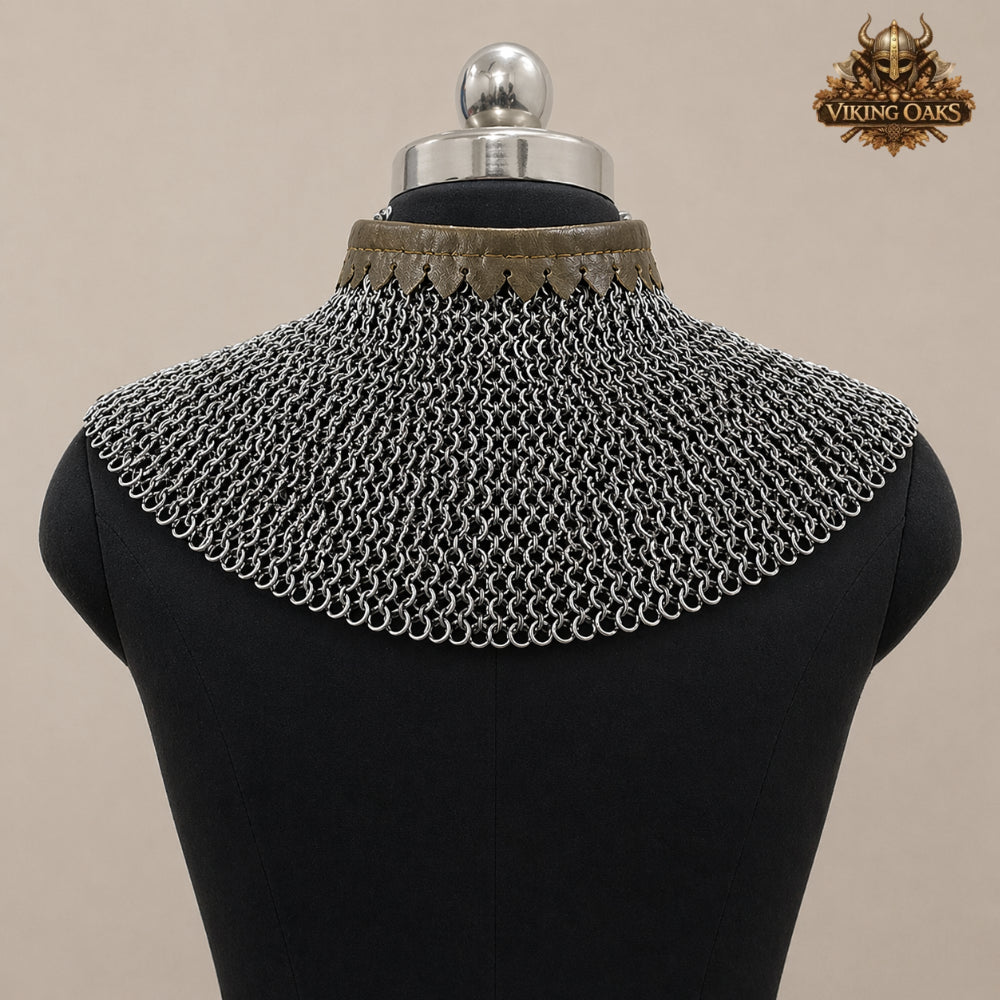 6MM Riveted Chainmail Gorget – Medieval Steel Armor Collar Neck Protection
