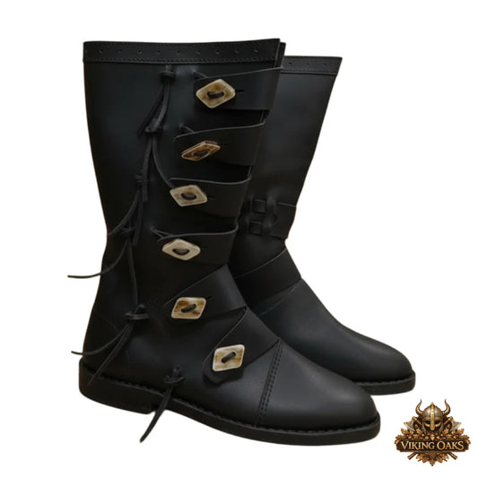 Viking Leather Long Boots – Ren Faire, LARP & Medieval Costume Shoes