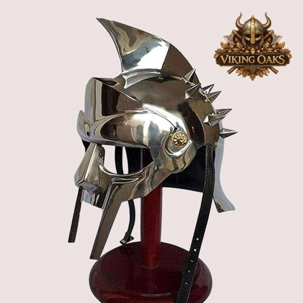 Gladiator Maximus Helmet – Role Play Armor with Display Stand for Home & Office Decor