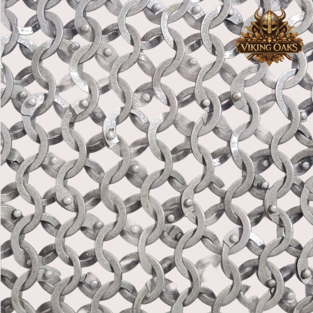 9MM Mild Steel Chainmail Coif Flat Ring Riveted Medieval Hood Armor