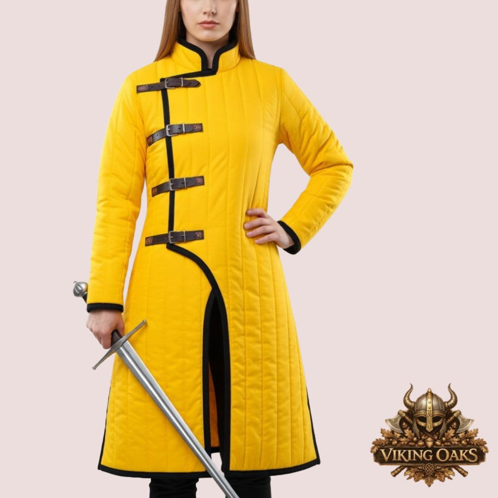 Medieval Gambeson Tunic historical costume outfit with quilted design and long sleeves