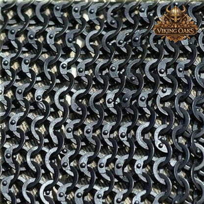9MM Flat Chainmail Shirt Blackened Steel with Brass Trim Viking Costume for Ren Faire Events