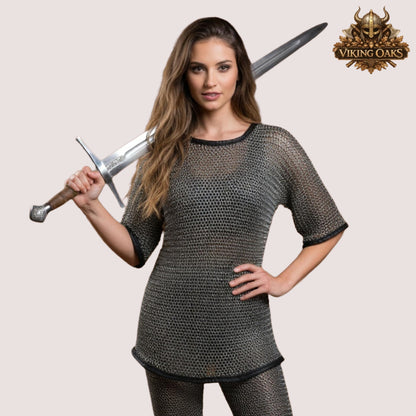 9MM Aluminum Chainmail Hauberk Round Ring with Flat Washer Leather Trim