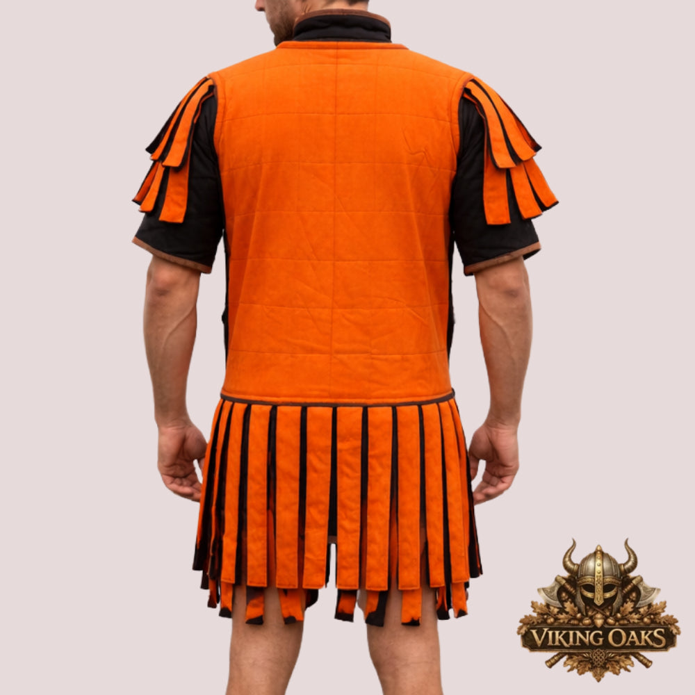 Orange Roman Legionnaire Gambeson Medieval Cotton Padded Armor Jacket for LARP Combat and Cosplay