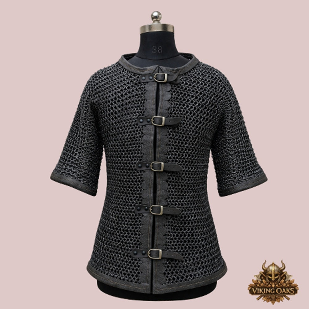 10MM Aluminum Chainmail Haubergeon – 16 Gauge Flat Riveted Rings Medieval Armor Shirt for Events