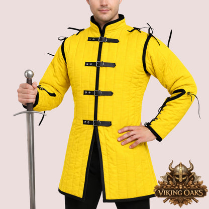 Medieval gambeson armor quilted cotton cosplay LARP costume displayed on mannequin