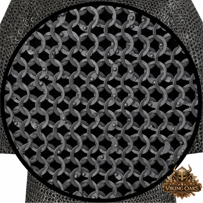 8mm Mild Steel Chainmail Hauberk – Flat Riveted Half Sleeve Front Open Armor Shirt