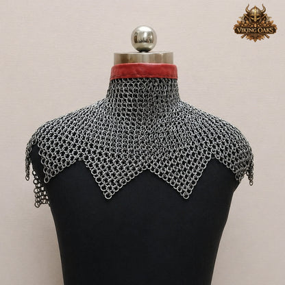 6mm Flat Riveted Chainmail Collar – Medieval Steel Gorget for LARP, Reenactment & Neck Protection