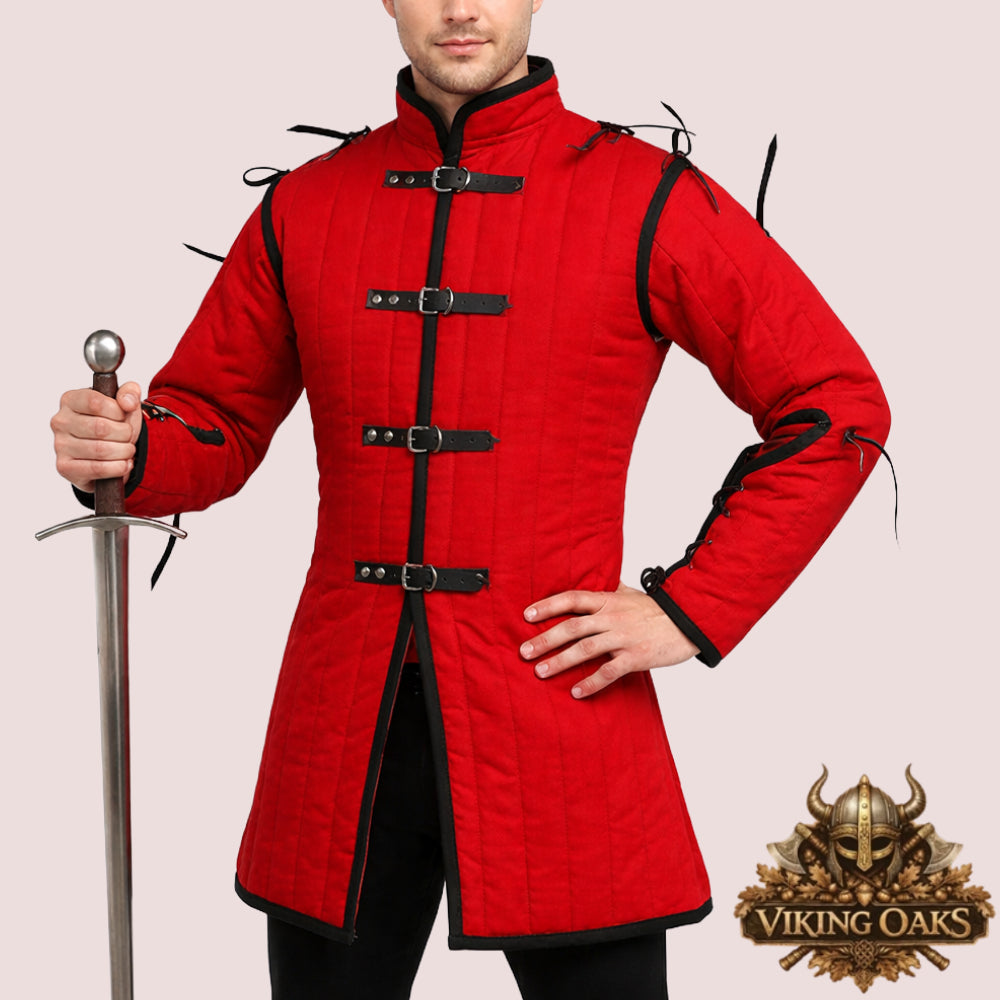 Medieval gambeson armor quilted cotton cosplay and LARP costume with size guide