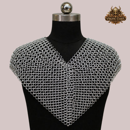 Butted Chainmail Collar – 10mm 16 Gauge Anodized Aluminum Neck Armor, Fantasy Cosplay Costume for Halloween Events