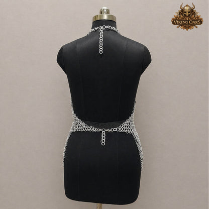 Anodized Aluminum Chainmail Top and Skirt Set – Renfaire Cosplay Maille Costume Outfit