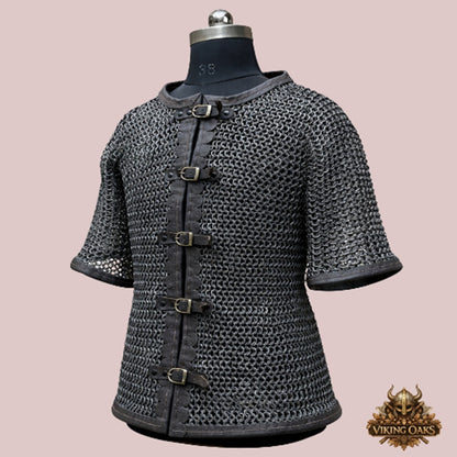 10MM Aluminum Chainmail Haubergeon – 16 Gauge Flat Riveted Rings Medieval Armor Shirt for Events