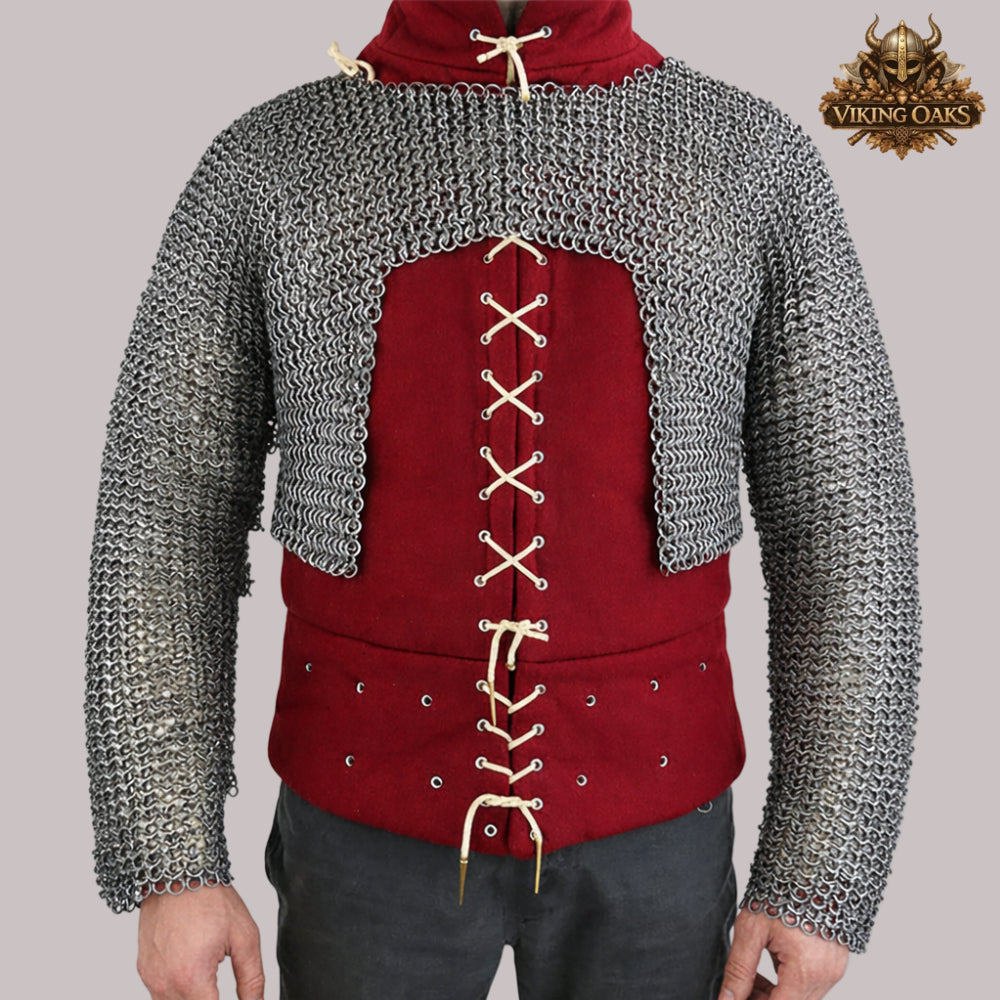 8MM Flat Ring Riveted Chainmail Half Hauberk Medieval Armor Shirt for Halloween Costume