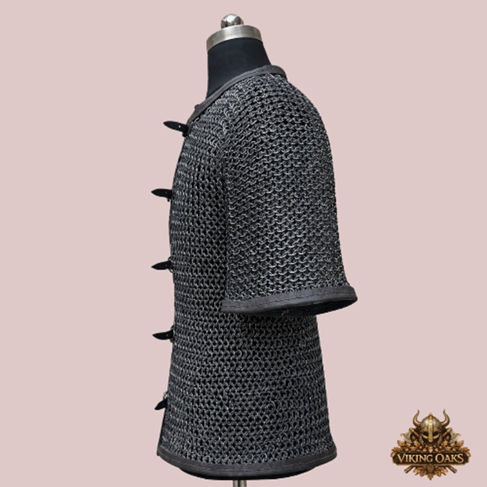 10MM Aluminum Chainmail Haubergeon – 16 Gauge Flat Riveted Rings Medieval Armor Shirt for Events